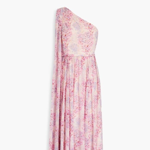 mikael aghal One-shoulder floral print chiffon maxi dress - Picture 2 of 5